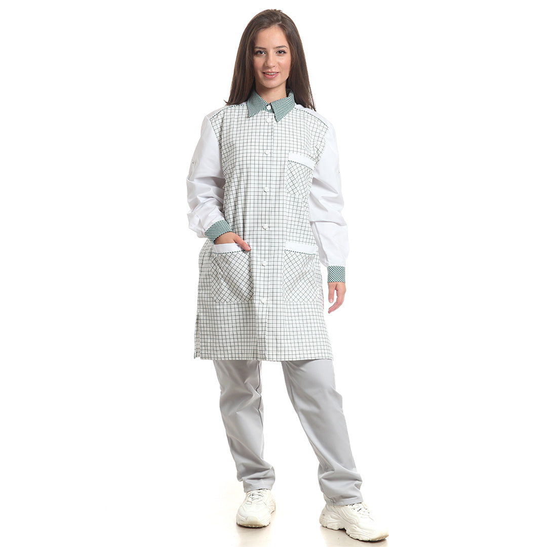 Престилка, 50073 GREEN CHECK, от WEITBLICK, дълъг ръкав | РАБОТНИ ОБЛЕКЛА от Mtex Professional