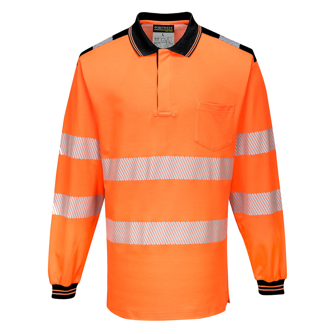 Блуза пике T184 ORANGE/BLACK PW3 HI-VIS