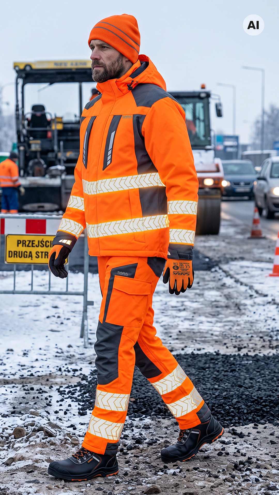 Дълго зимно яке HI-VIS DROGOWIEC COMFORT WINTER ORANGE