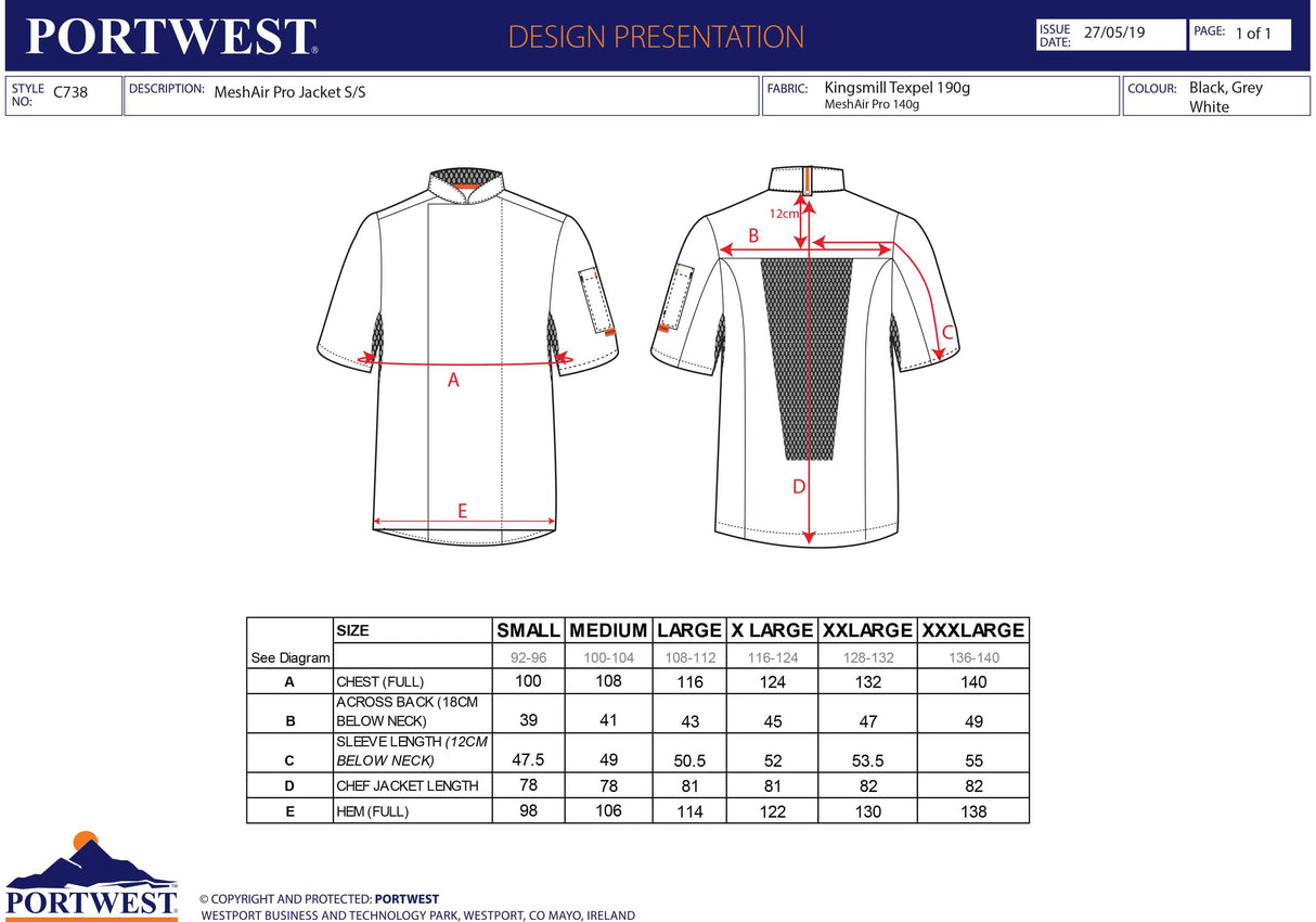 Яке, C738 BKR MESH AIR PRO, от PORTWEST, с къс ръкав | РАБОТНО ОБЛЕКЛО