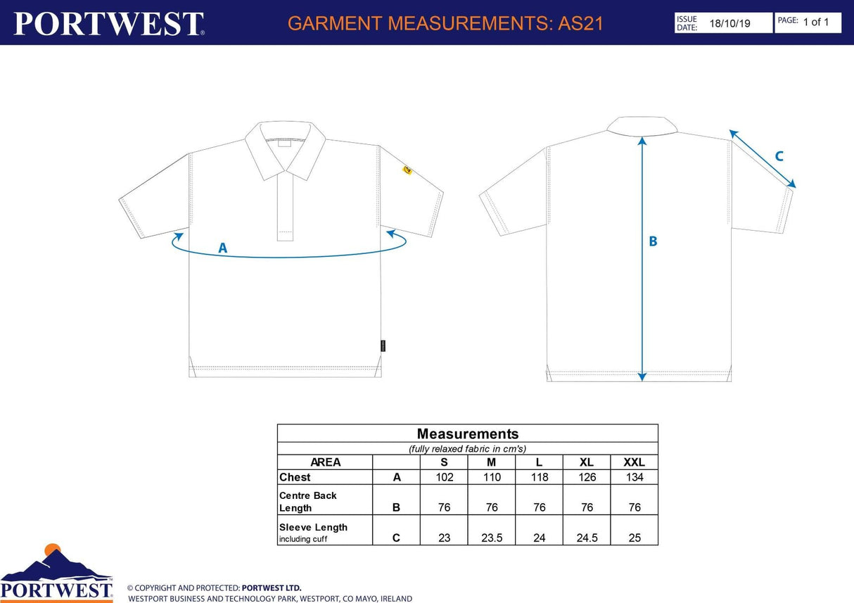 Блуза пике, AS21 HBR ESD, от PORTWEST, антистатична | РАБОТНИ ОБЛЕКЛА от Mtex Professional