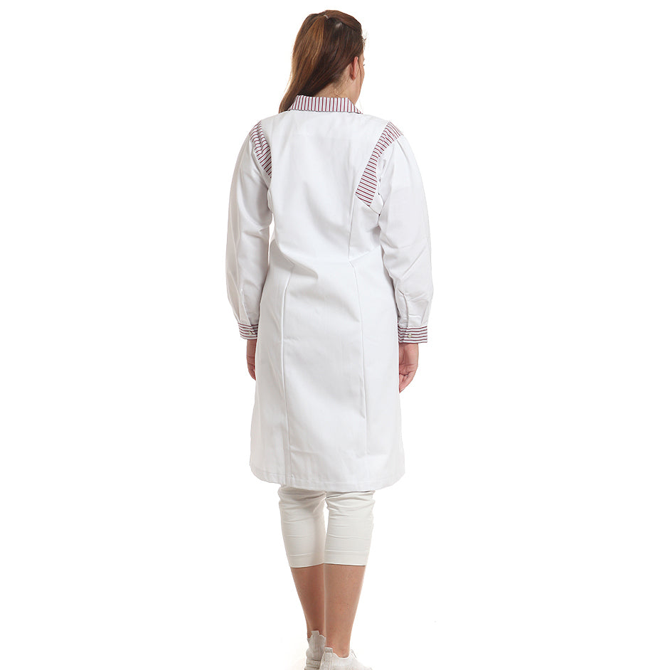 Дамска манта, 51336 BURGUNDY-GREY STRIPES, от WEITBLICK, дълъг ръкав | РАБОТНИ ОБЛЕКЛА от Mtex Professional