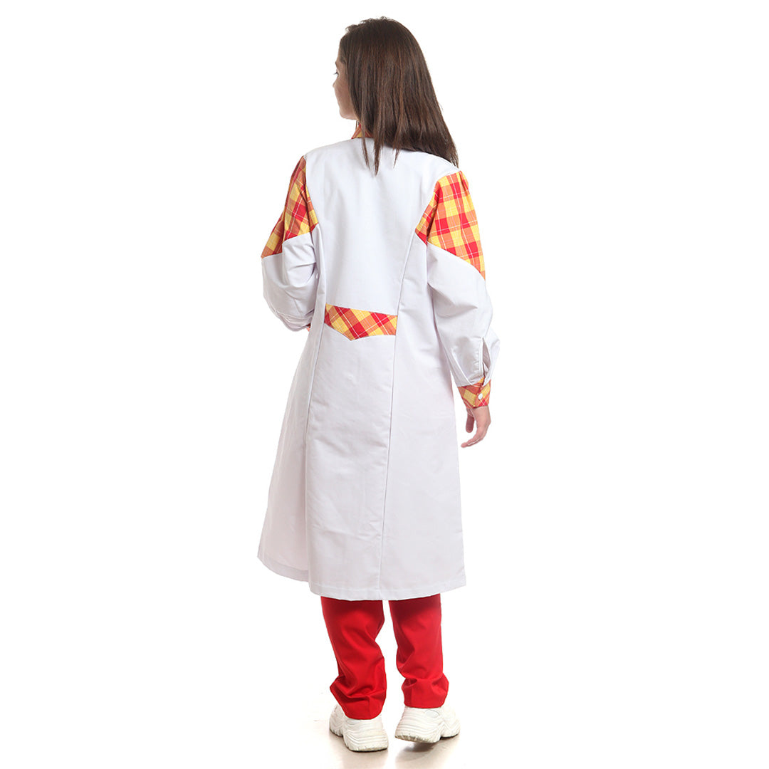 Дамска манта, 51971 YELLOW-RED CHECK, от WEITBLICK, дълъг ръкав | РАБОТНИ ОБЛЕКЛА от Mtex Professional