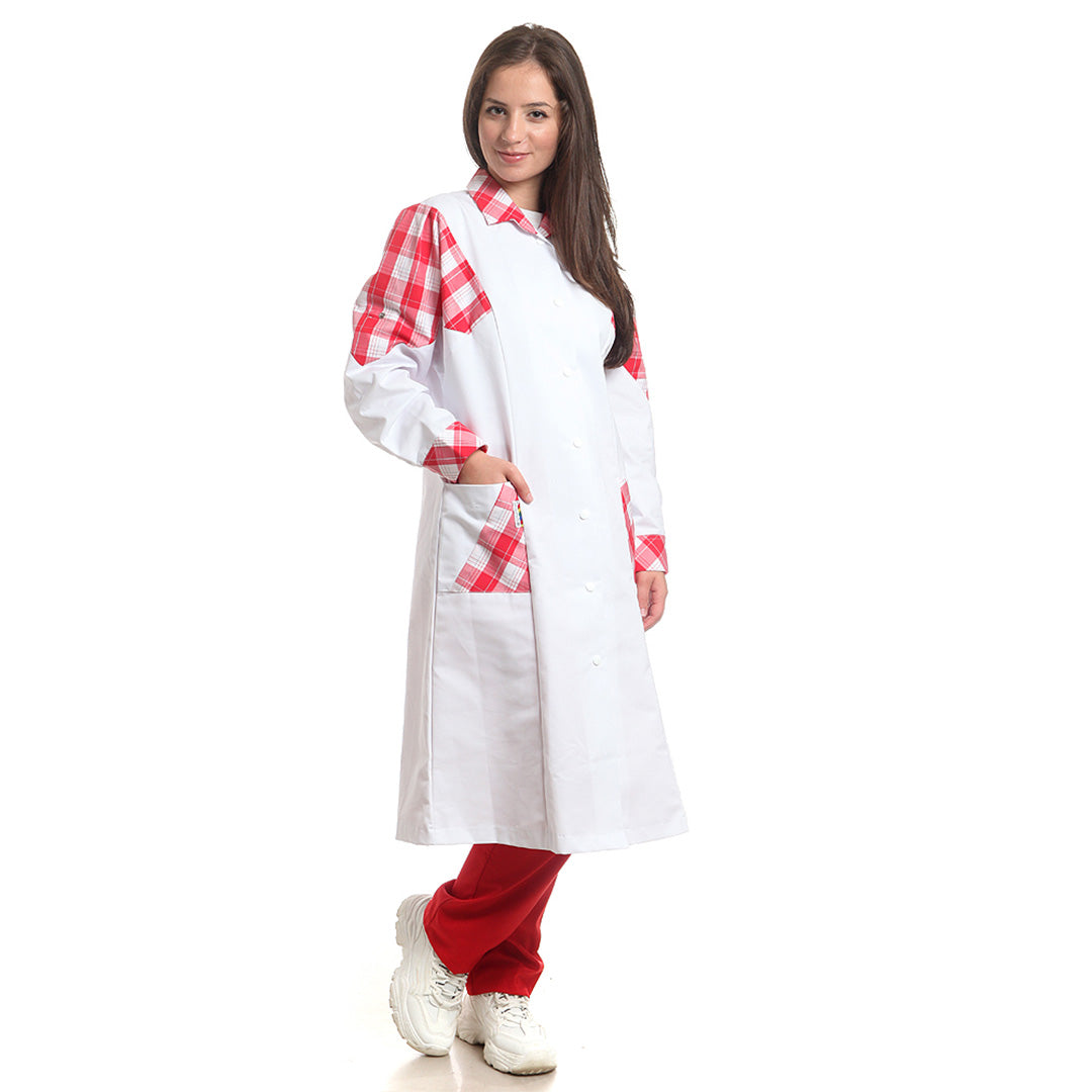 Дамска манта, 51975 RED CHECK, от WEITBLICK, дълъг ръкав | РАБОТНИ ОБЛЕКЛА от Mtex Professional