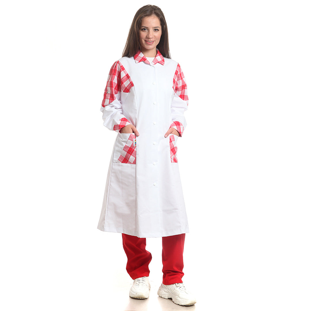 Дамска манта, 51975 RED CHECK, от WEITBLICK, дълъг ръкав | РАБОТНИ ОБЛЕКЛА от Mtex Professional