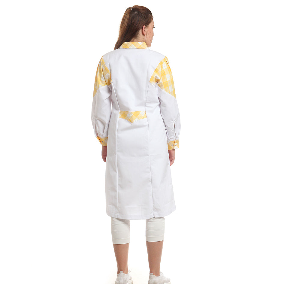 Дамска манта, 51974 YELLOW CHECK, от WEITBLICK, дълъг ръкав | РАБОТНИ ОБЛЕКЛА от Mtex Professional