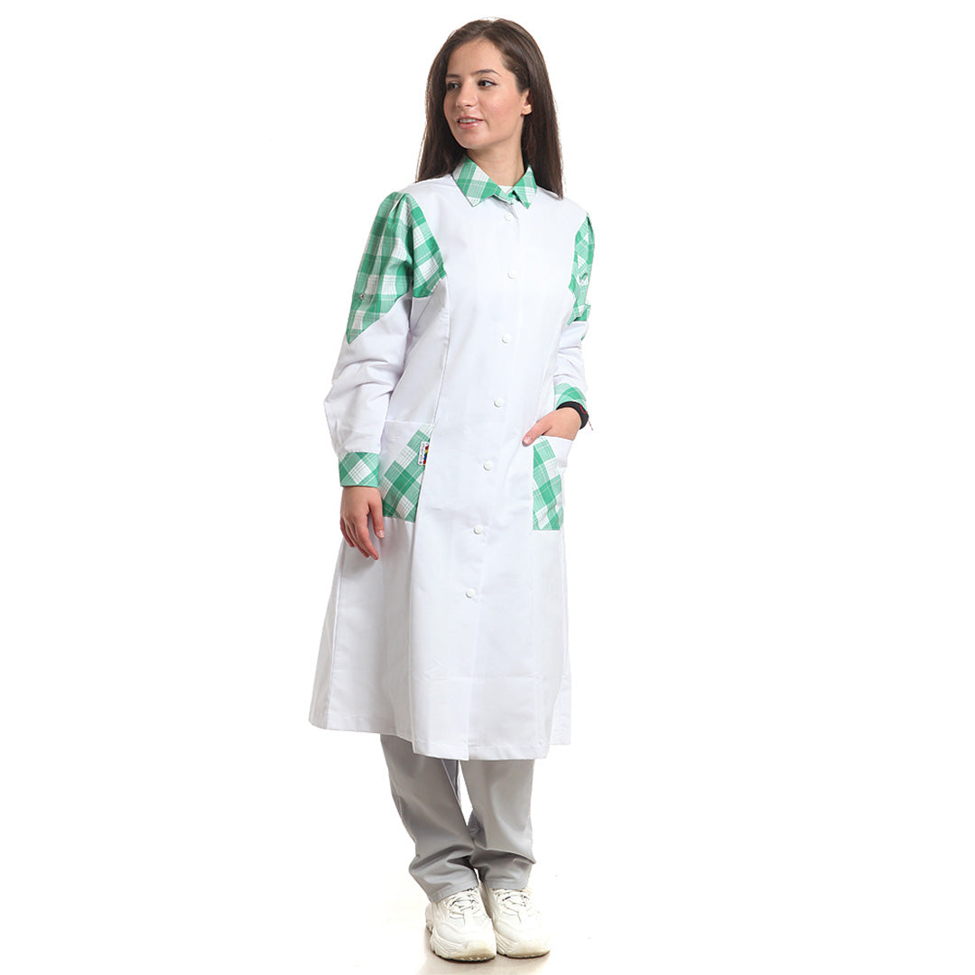 Дамска манта, 51976 GREEN CHECK, от WEITBLICK, дълъг ръкав | РАБОТНИ ОБЛЕКЛА от Mtex Professional