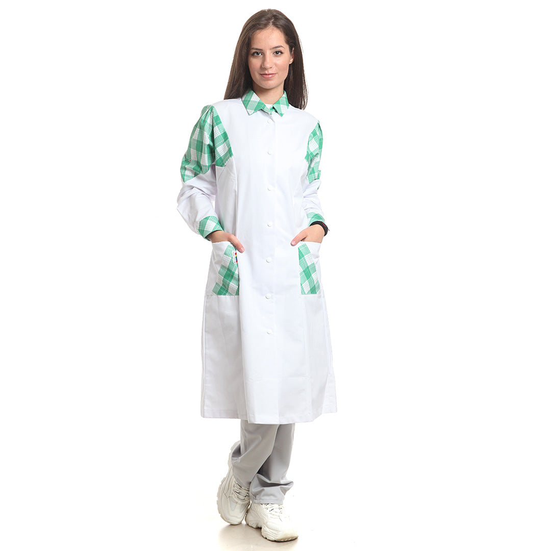 Дамска манта, 51976 GREEN CHECK, от WEITBLICK, дълъг ръкав | РАБОТНИ ОБЛЕКЛА от Mtex Professional