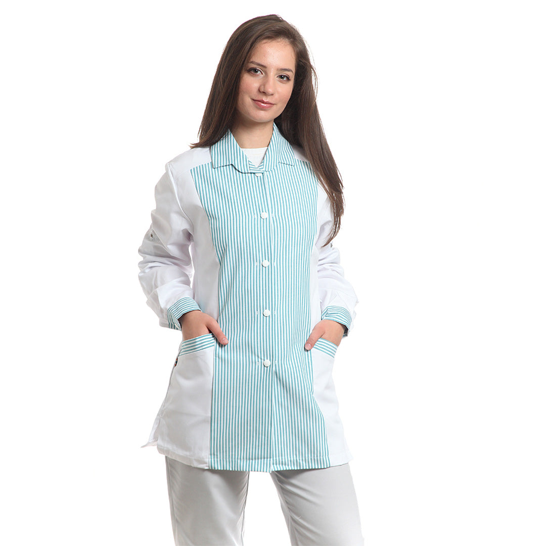 Дамска манта, 52393 GREEN STRIPES, от WEITBLICK, дълъг ръкав | РАБОТНИ ОБЛЕКЛА от Mtex Professional