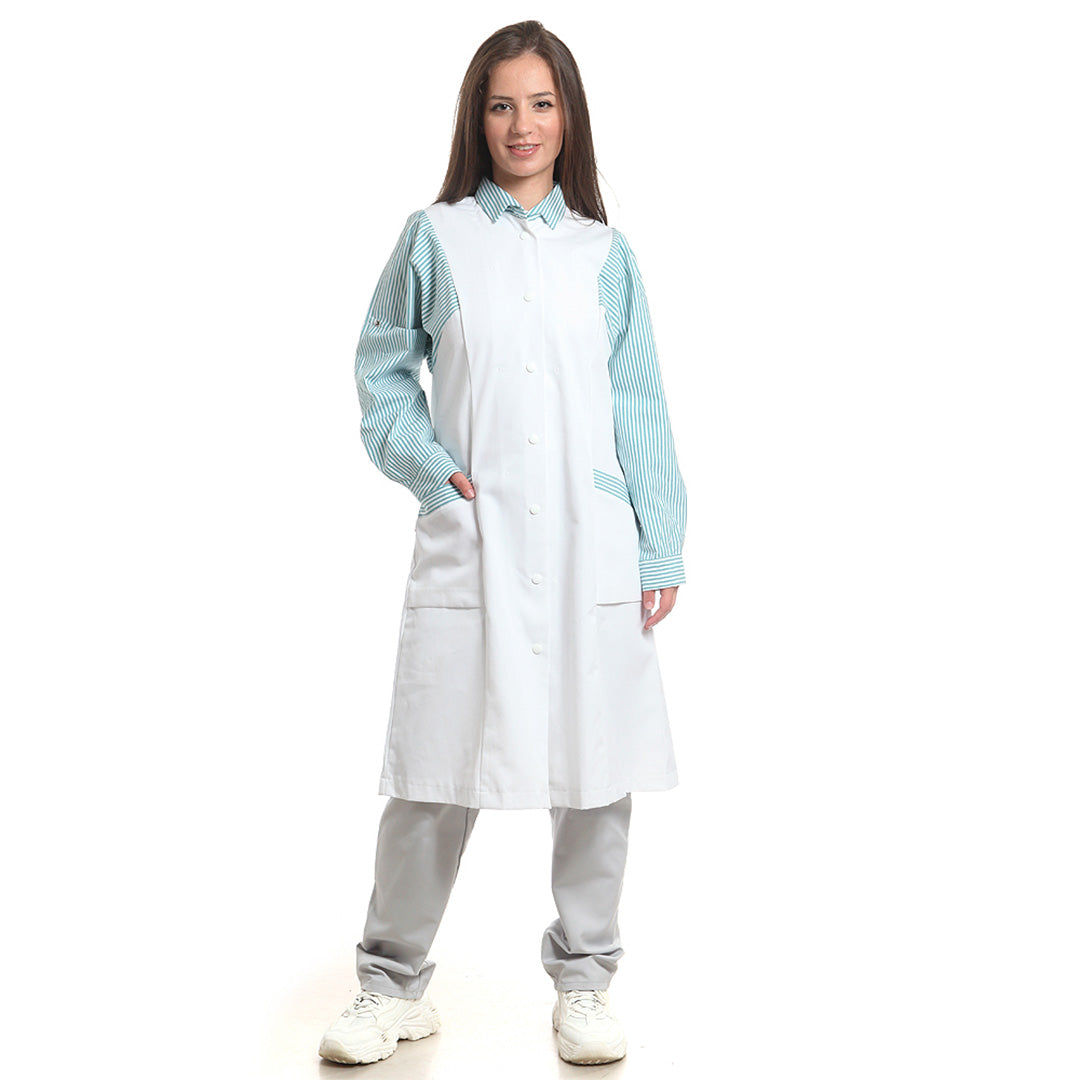 Дамска манта, 51953 GREEN STRIPES, от WEITBLICK, дълъг ръкав | РАБОТНИ ОБЛЕКЛА от Mtex Professional