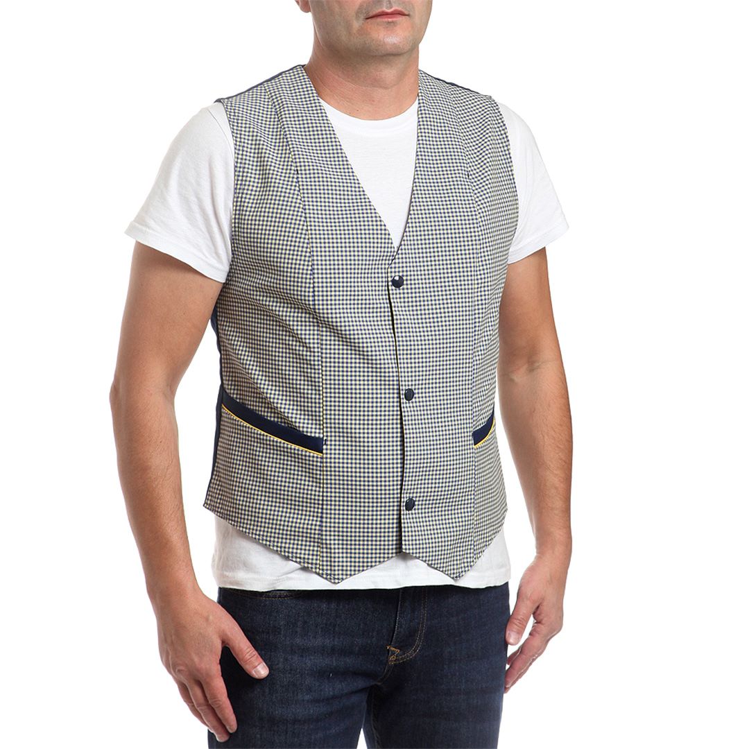 Елек, 14034 NAVY-YELLOW SMALL CHECK, от WEITBLICK | РАБОТНИ ОБЛЕКЛА от Mtex Professional