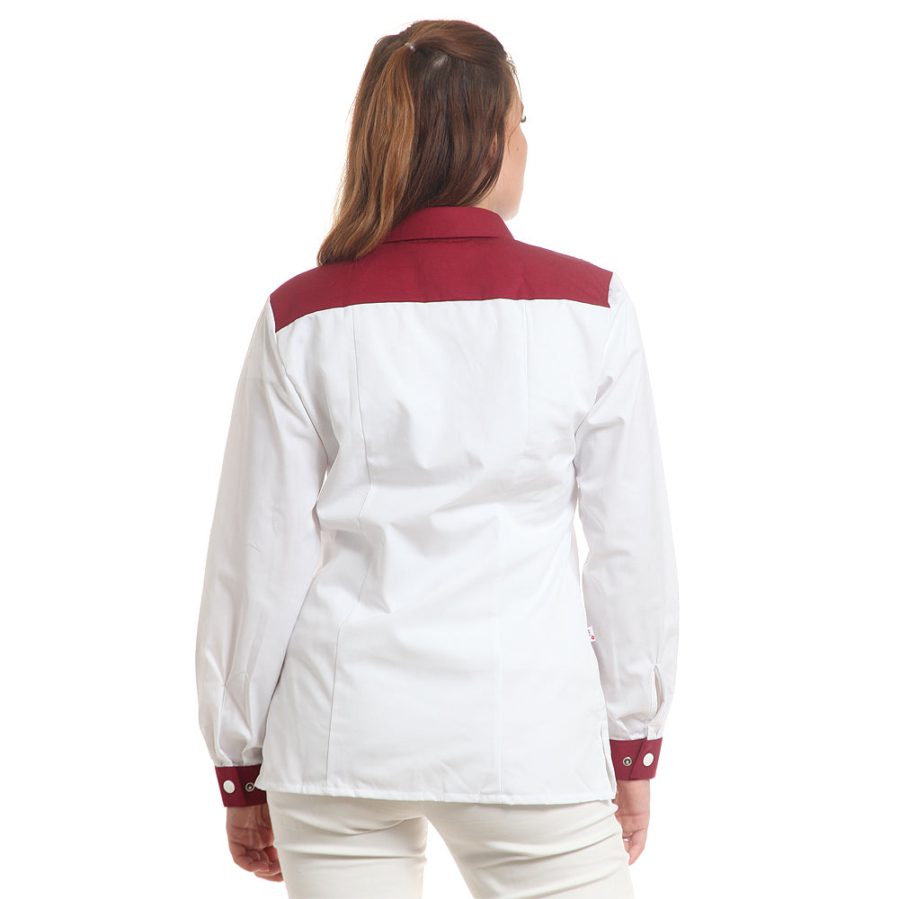 Дамска риза 91500 BURGUNDY/GREY STRIPES, дълъг ръкав, от WEITBLICK | РАБОТНИ ОБЛЕКЛА от Mtex Professional