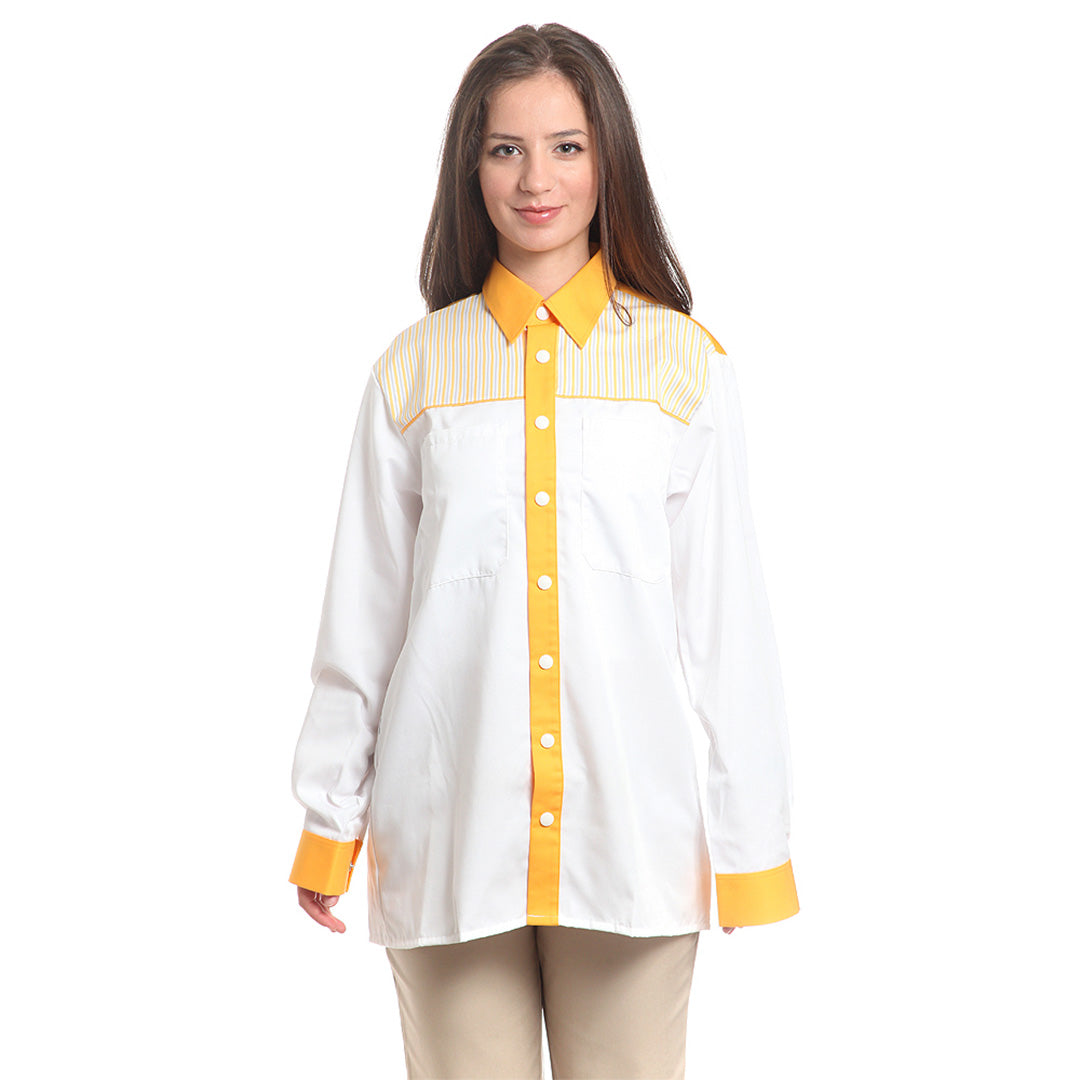 Дамска риза 91502 YELLOW/GREY STRIPES, дълъг ръкав, от WEITBLICK | РАБОТНИ ОБЛЕКЛА от Mtex Professional