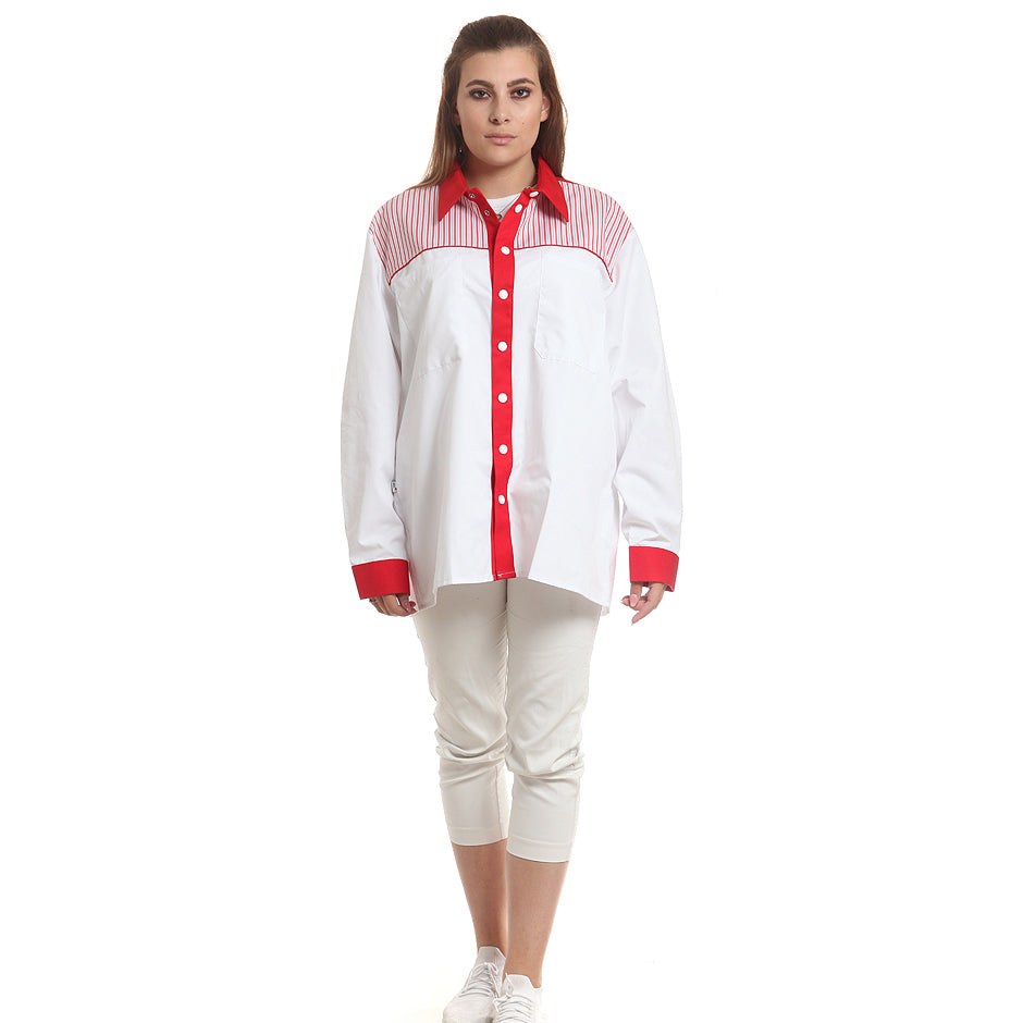 Дамска риза 91503 RED/GREY STRIPES, дълъг ръкав, от WEITBLICK | РАБОТНИ ОБЛЕКЛА от Mtex Professional