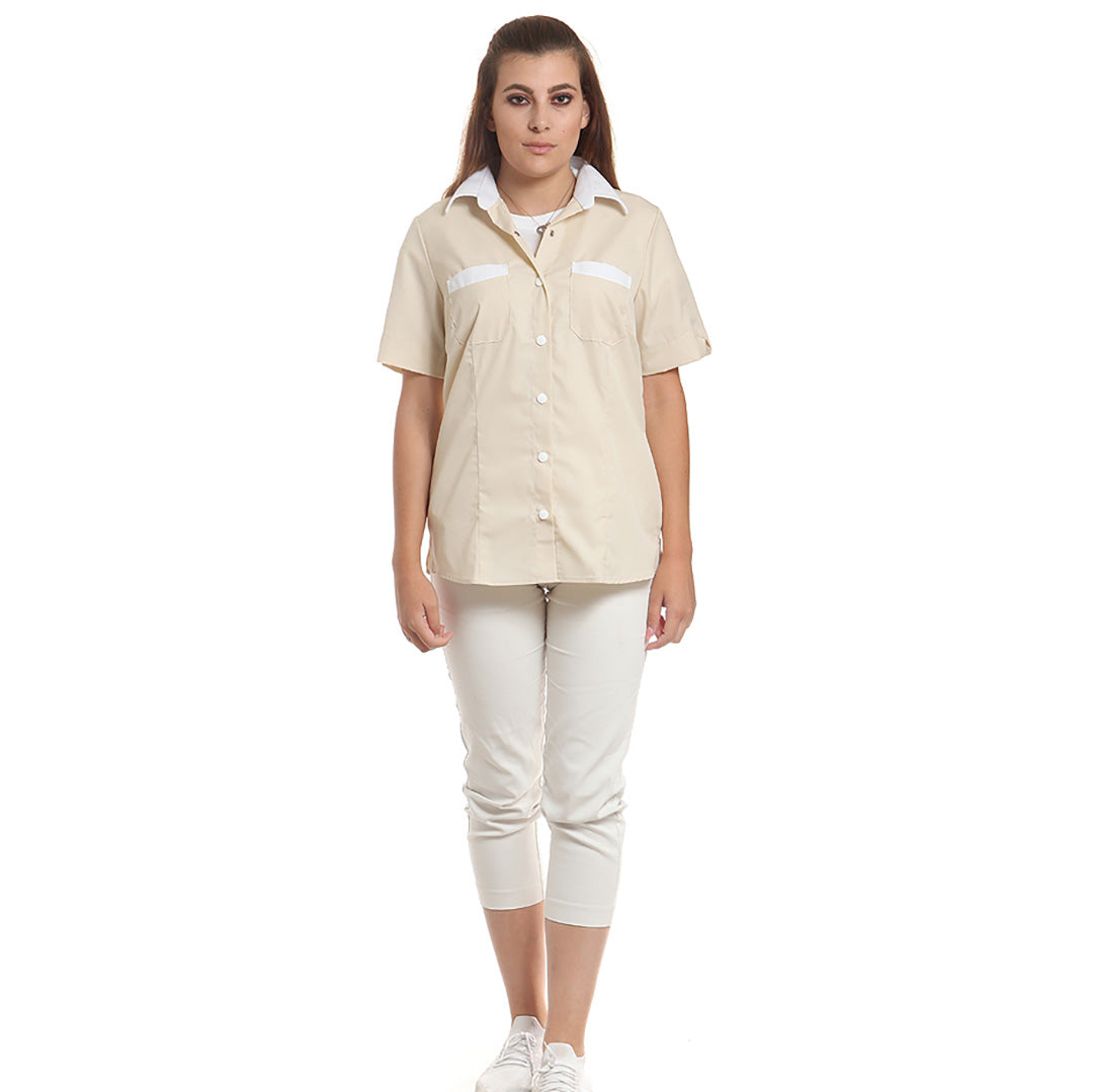 Дамска риза 483190 BEIGE, къс ръкав, от WEITBLICK | РАБОТНИ ОБЛЕКЛА от Mtex Professional