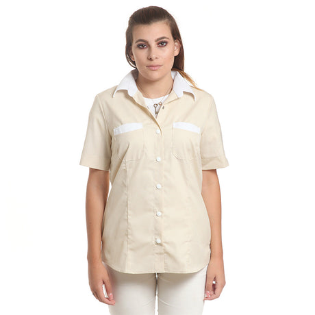 Дамска риза 483190 BEIGE, къс ръкав, от WEITBLICK | РАБОТНИ ОБЛЕКЛА от Mtex Professional