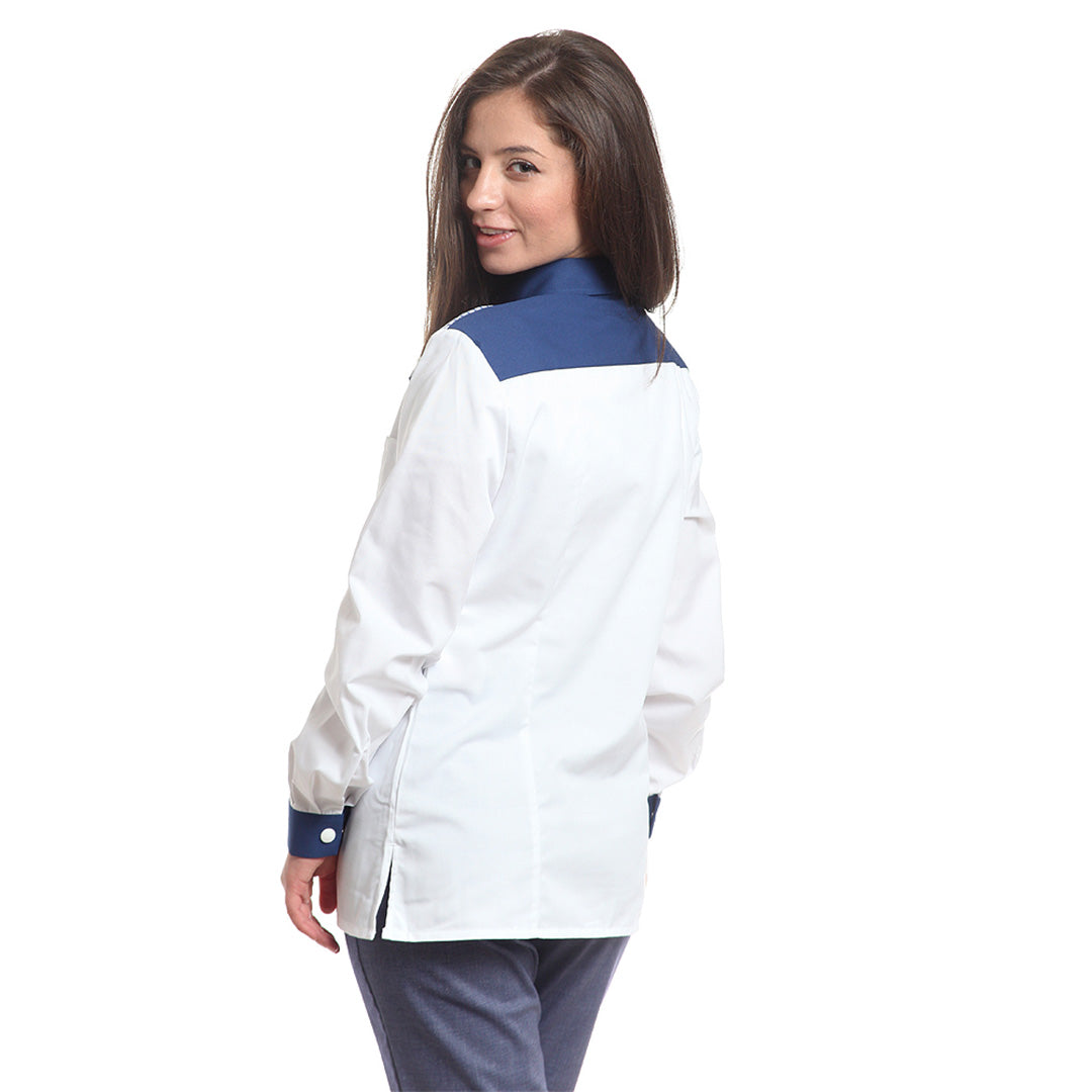 Дамска риза 48501 NAVY/GREY STRIPES, дълъг ръкав, от WEITBLICK | РАБОТНИ ОБЛЕКЛА от Mtex Professional