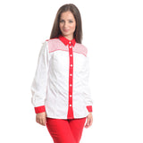 Дамска риза 48503 RED/GREY STRIPES, дълъг ръкав, от WEITBLICK | РАБОТНИ ОБЛЕКЛА от Mtex Professional