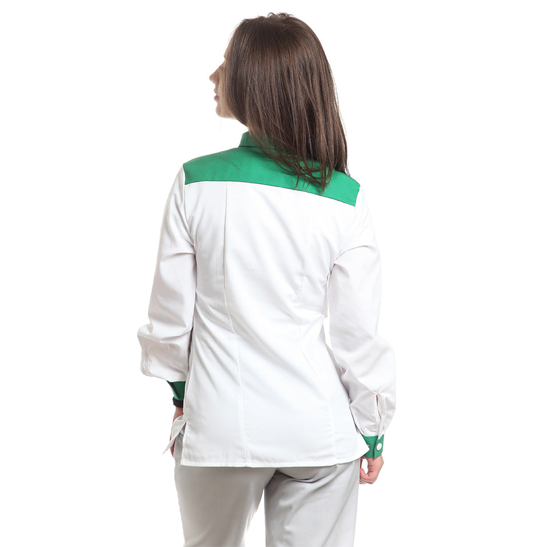 Дамска риза 48504 KELLY GREEN/GREY STRIPES, дълъг ръкав, от WEITBLICK | РАБОТНИ ОБЛЕКЛА от Mtex Professional