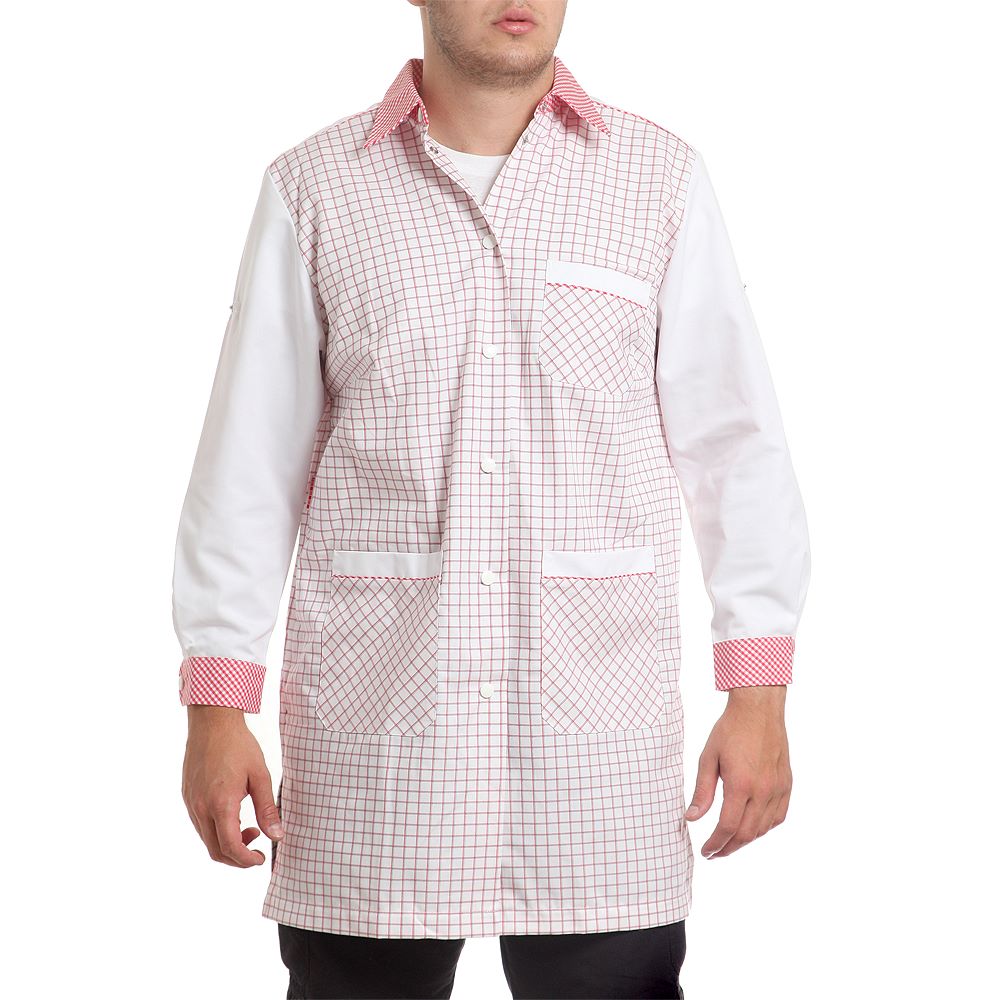 Престилка, 50071 WHITE/RED CHECK, от WEITBLICK, дълъг ръкав | РАБОТНИ ОБЛЕКЛА от Mtex Professional
