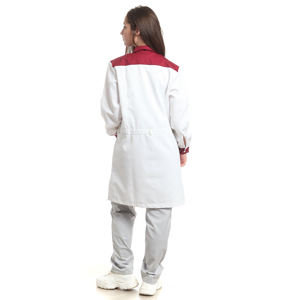 Дамска манта, 50400 WHITE-BURGUNDY, от WEITBLICK, дълъг ръкав | РАБОТНИ ОБЛЕКЛА от Mtex Professional