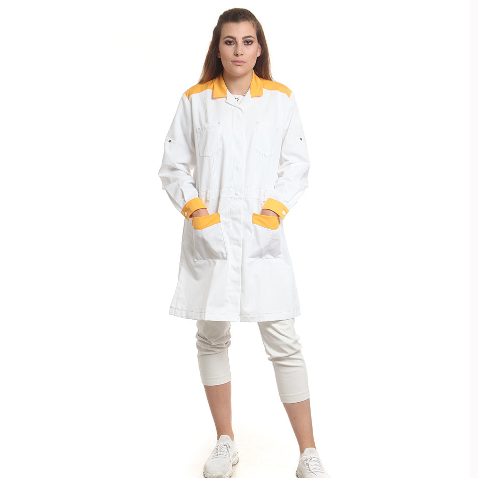 Дамска манта, 50402 WHITE-YELLOW, от WEITBLICK, дълъг ръкав | РАБОТНИ ОБЛЕКЛА от Mtex Professional