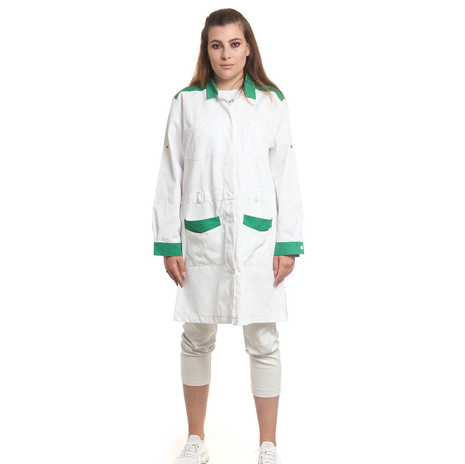 Дамска манта, 50404 WHITE-GREEN, от WEITBLICK, дълъг ръкав | РАБОТНИ ОБЛЕКЛА от Mtex Professional