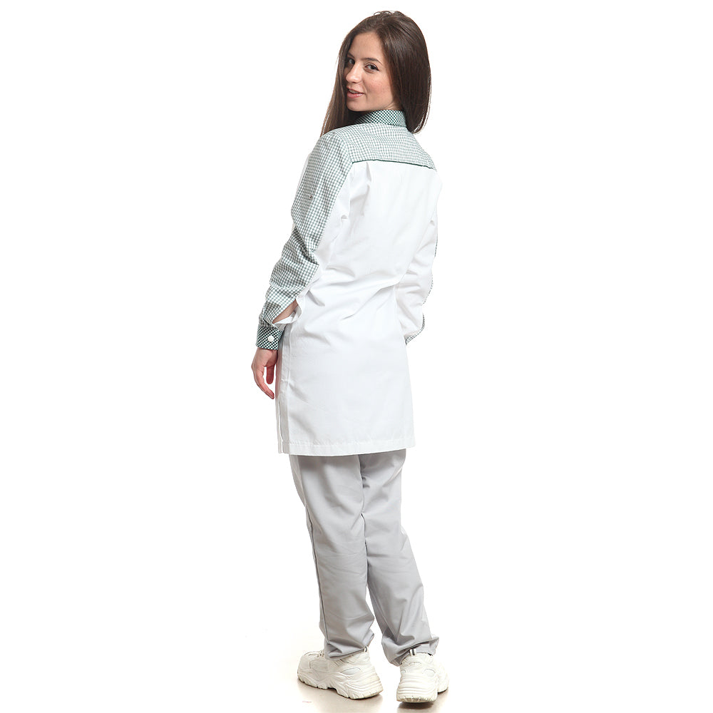 Дамска манта, 50702 GREEN SMALL CHECK, от WEITBLICK, дълъг ръкав | РАБОТНИ ОБЛЕКЛА от Mtex Professional