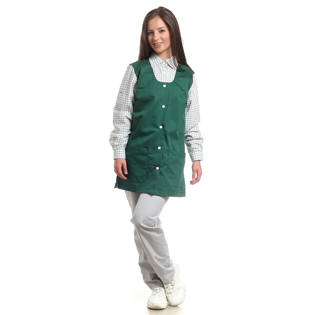 Туника, 14072 BOTTLE GREEN SMALL CHECK, от WEITBLICK, дълъг ръкав | РАБОТНИ ОБЛЕКЛА от Mtex Professional