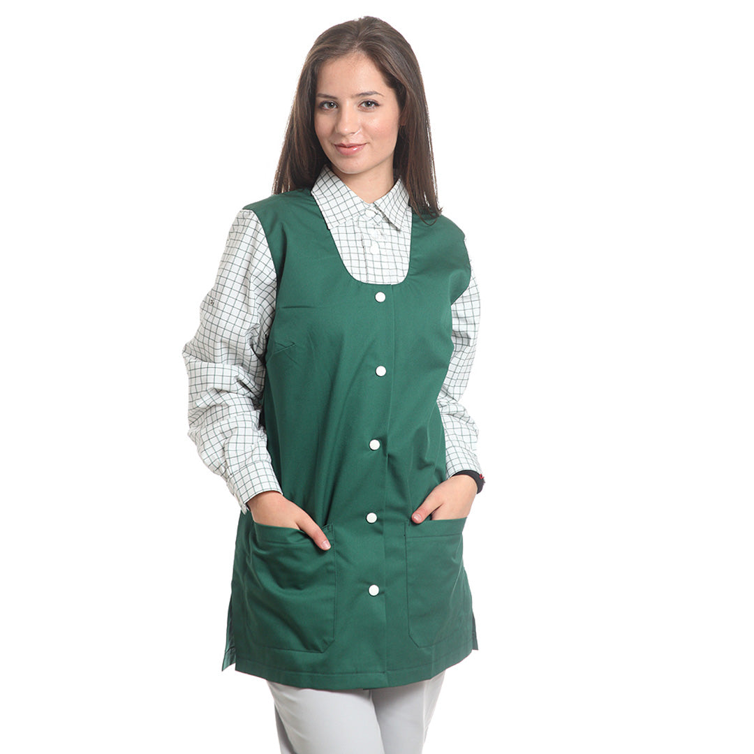 Туника, 14072 BOTTLE GREEN SMALL CHECK, от WEITBLICK, дълъг ръкав | РАБОТНИ ОБЛЕКЛА от Mtex Professional