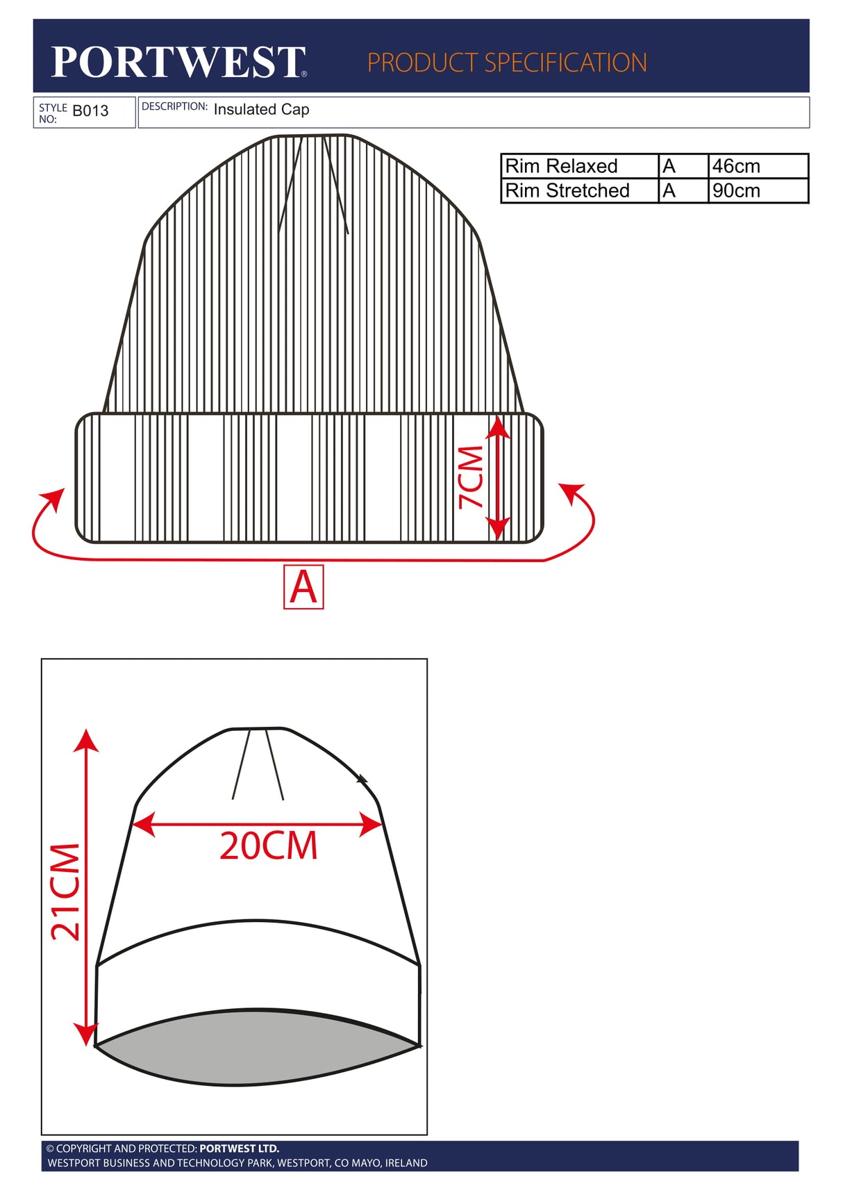 Шапка с Insulatex подплата B013 BKR от PORTWEST | ЛПС