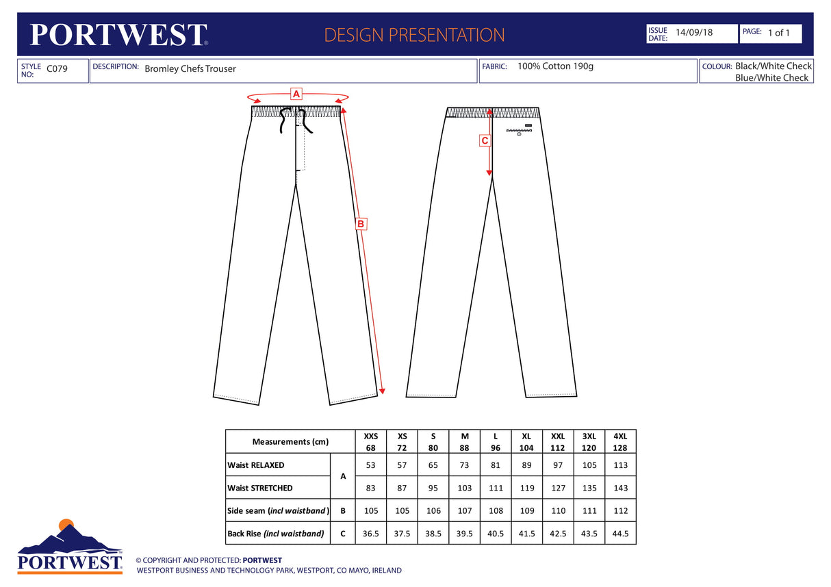 Унисекс панталон, C079 CKR BROMLEY, от PORTWEST | Работно облекло