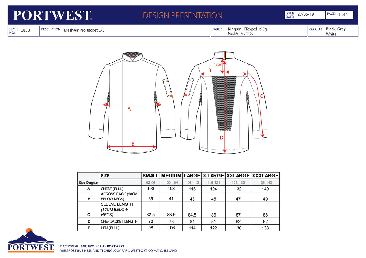 Яке, C838 WHR MESH AIR PRO, от PORTWEST, с дълъг ръкав | РАБОТНО ОБЛЕКЛО