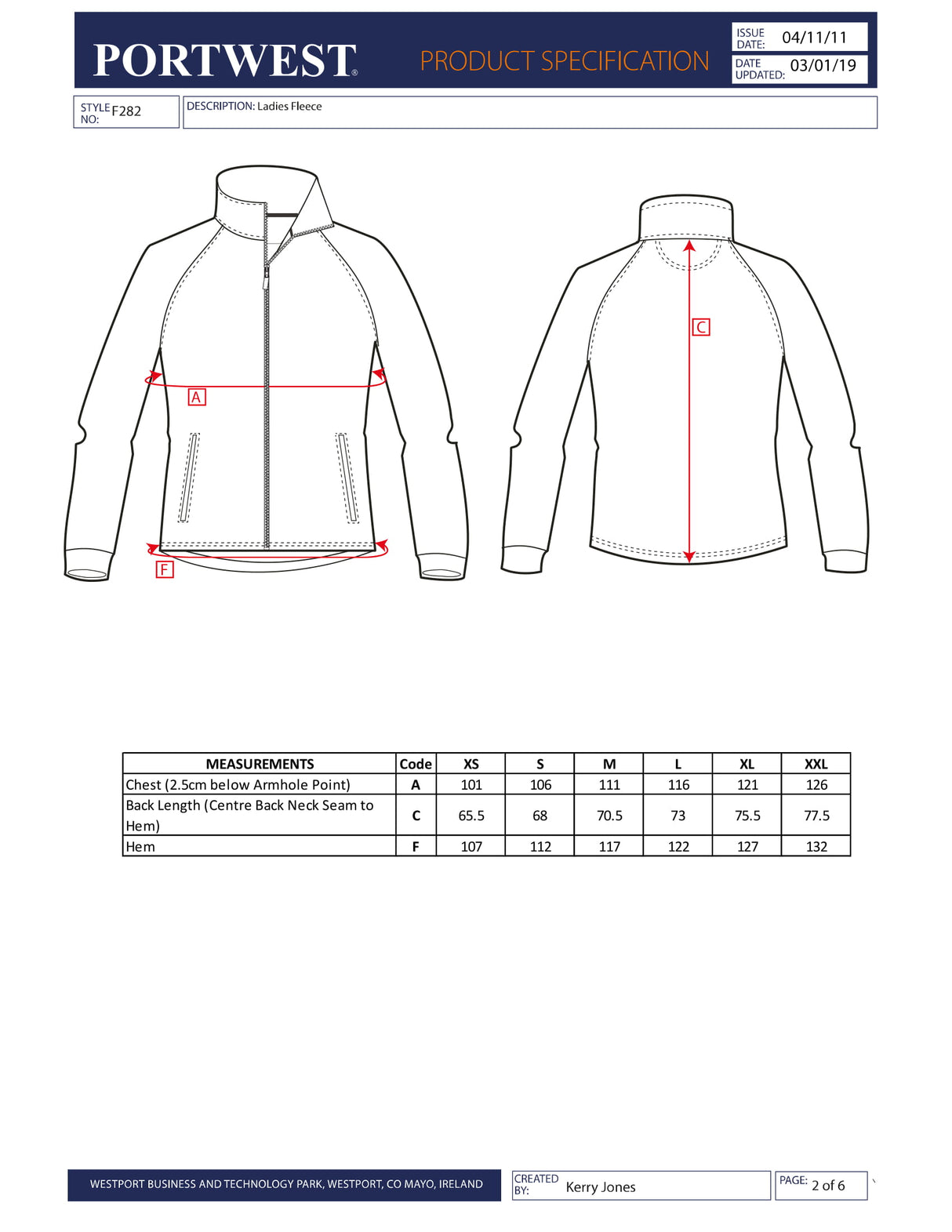 Дамски полар F282 WHITE ARAN от PORTWEST | Работно облекло от MTEX Professional