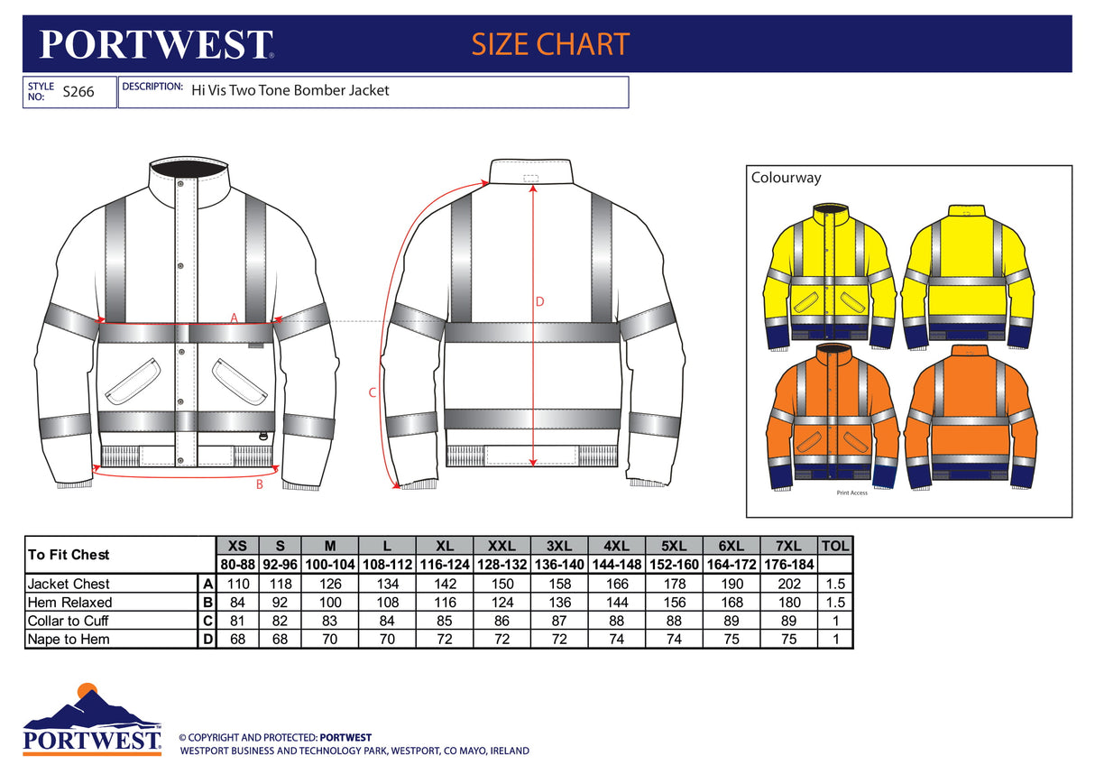 Яке, S266 YNR HI-VIS, от PORTWEST, бомбер | Работни облекла
