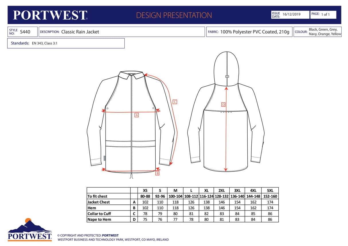 Дъждобран S440 NAR от PORTWEST | Работно облекло