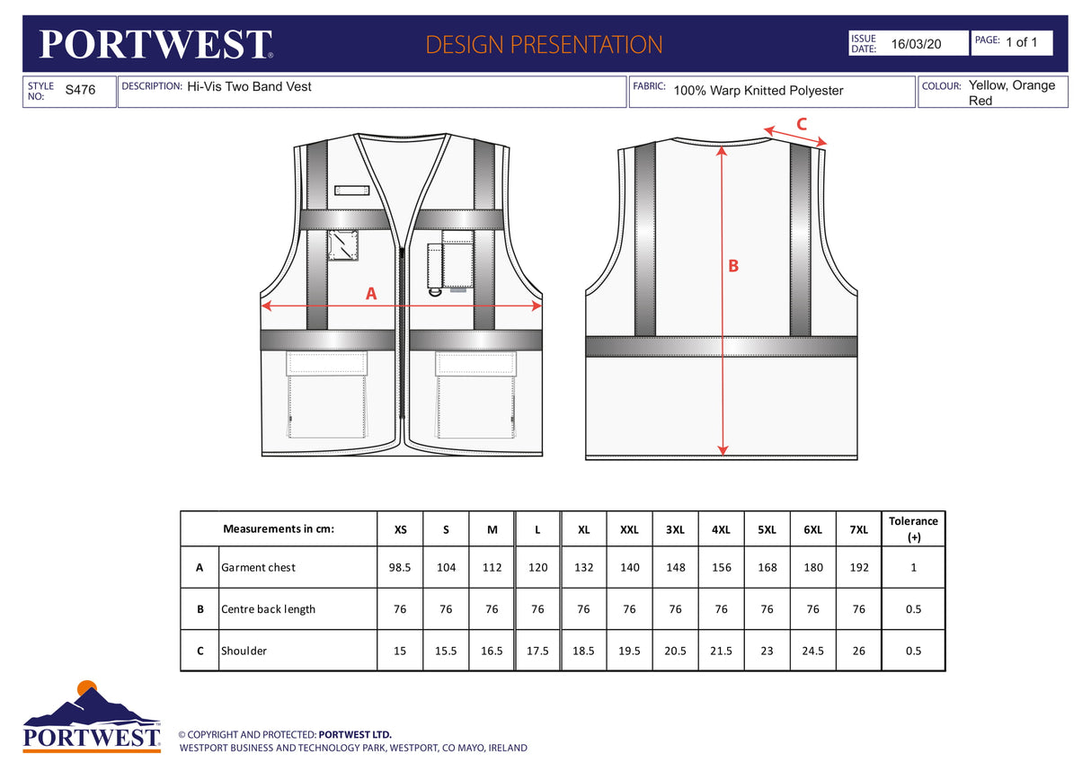 Жилетка, S476 YER BERLIN, от PORTWEST, за посетители | Работни облекла