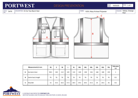Жилетка, S476 YER BERLIN, от PORTWEST, за посетители | Работни облекла