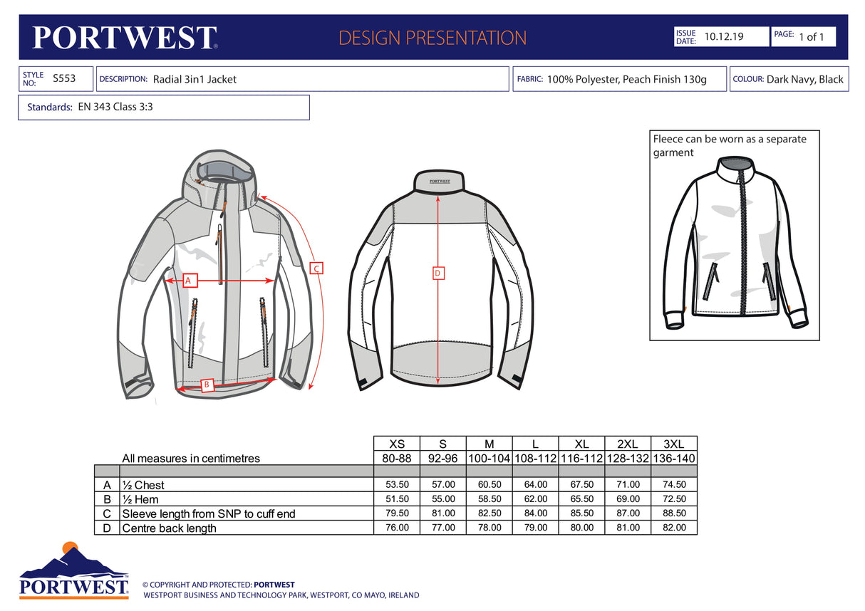 Яке 3в1, S553 BKR RADIAL, от PORTWEST | РАБОТНИ ОБЛЕКЛА