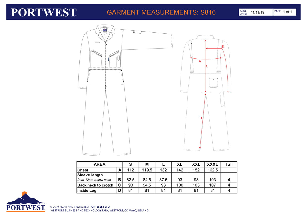 Гащеризон S816 NAR ORKNEY от PORTWEST | Работно облекло