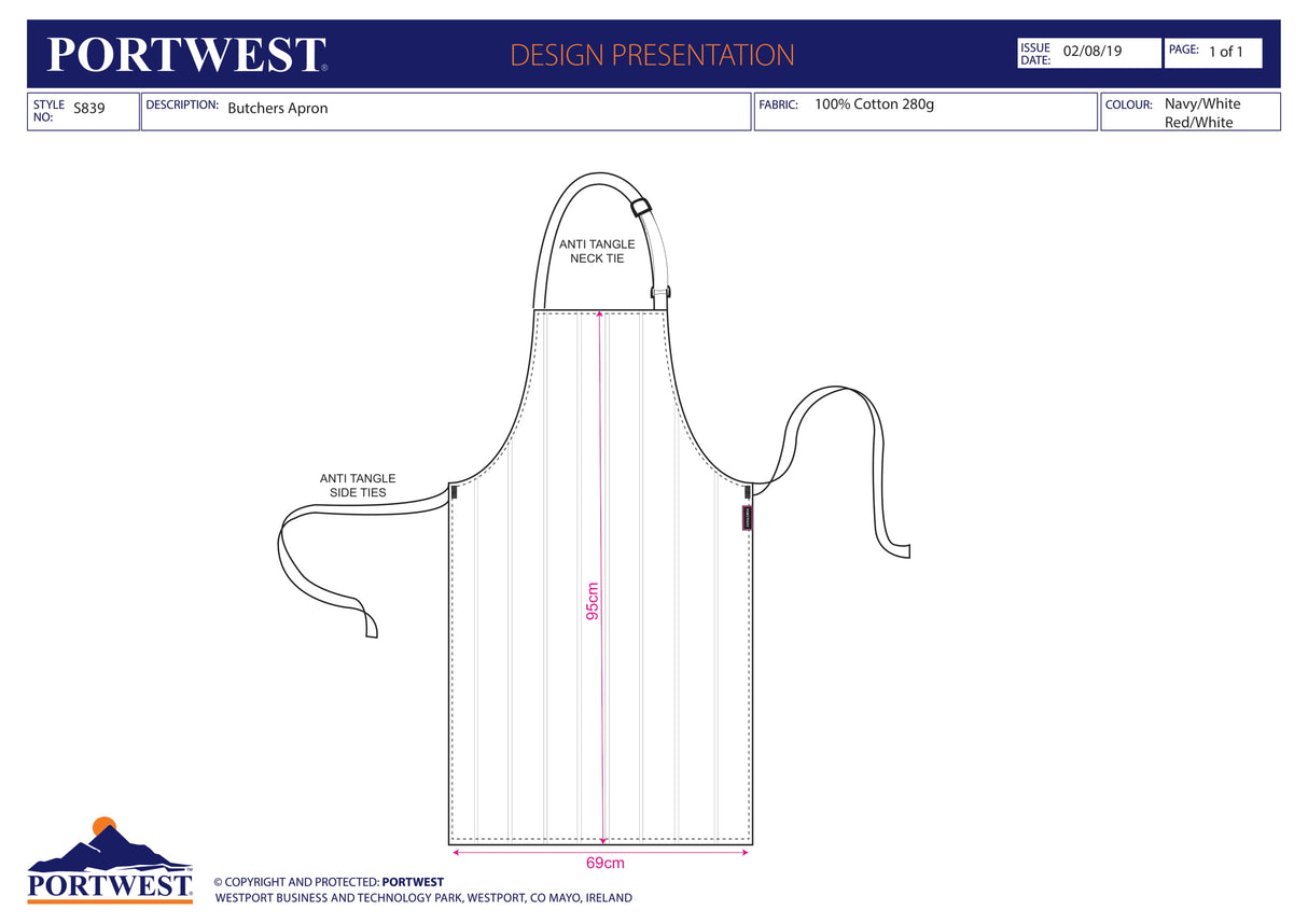 Престилка, S839 NWR, от PORTWEST, месарска | Работно облекло