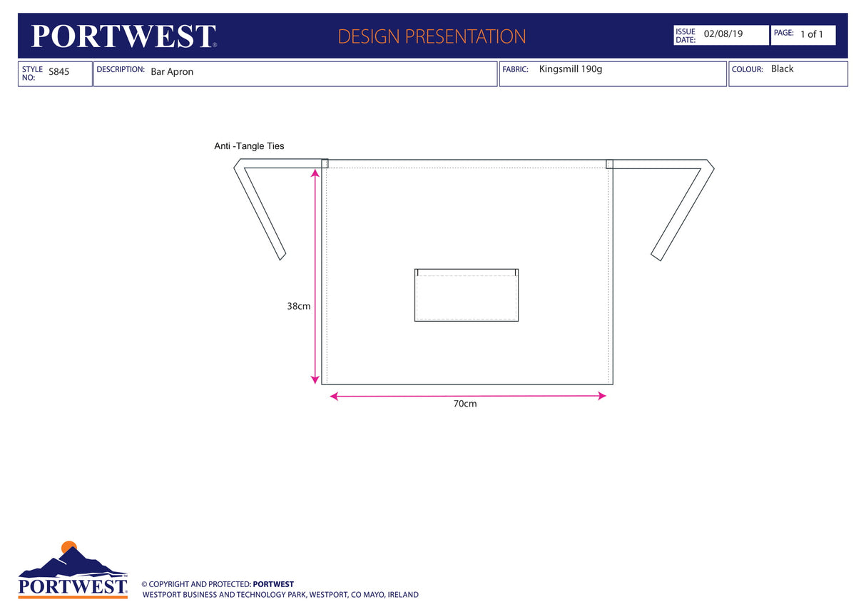 Престилка, S845 BKR, от PORTWEST, барова | Работно облекло