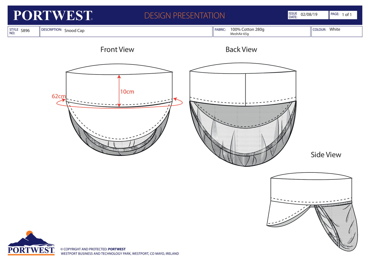 Шапка, S896 WHR, от PORTWEST, с мрежа | Работно облекло