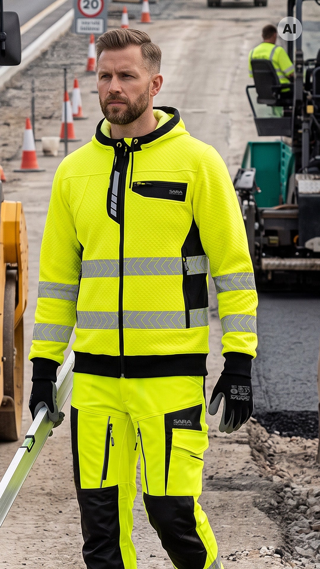 Суитчър с цип HI-VIS DROGOWIEC COMFORT YELLOW