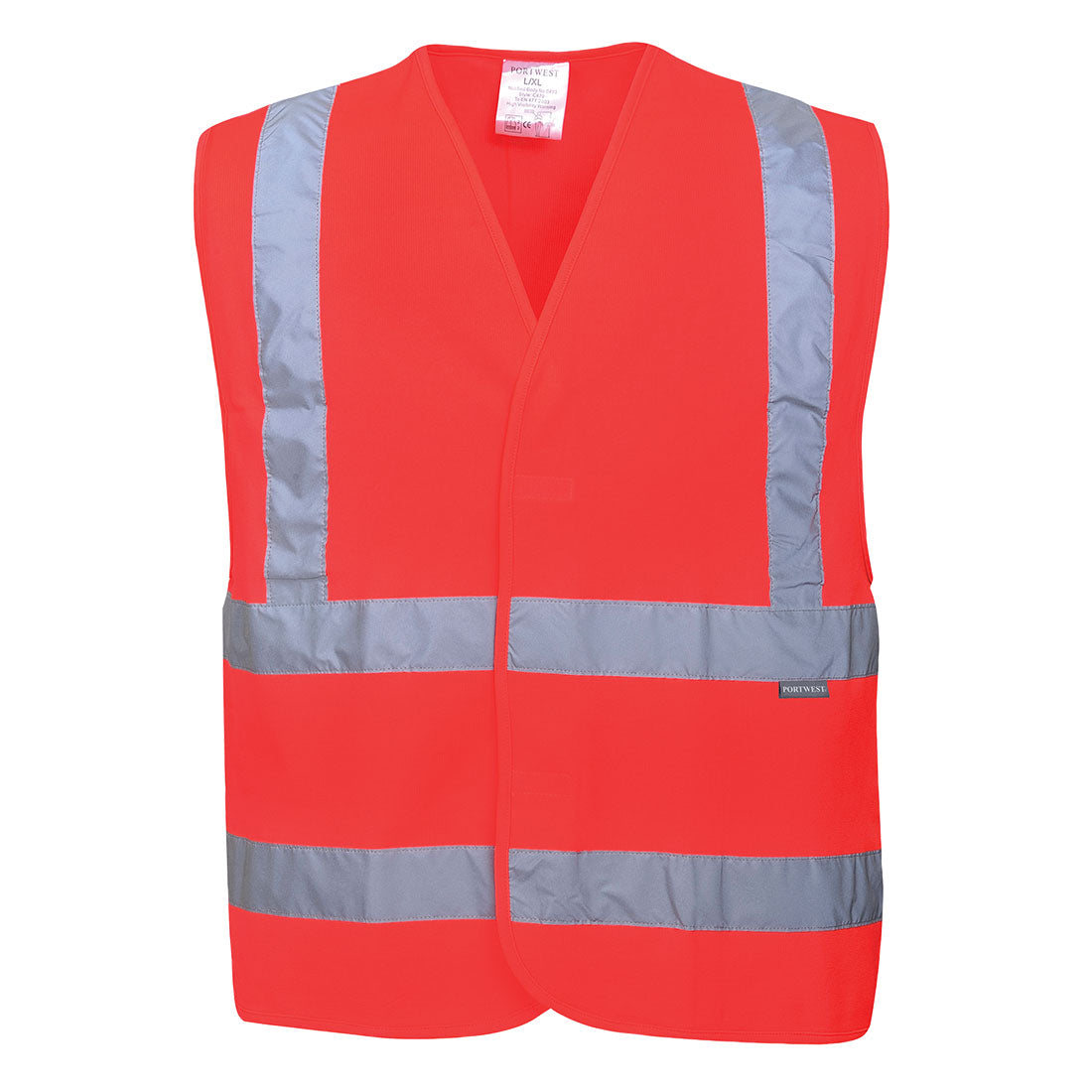 Жилетка C470 RED HI-VIS, с две ленти и презрамки