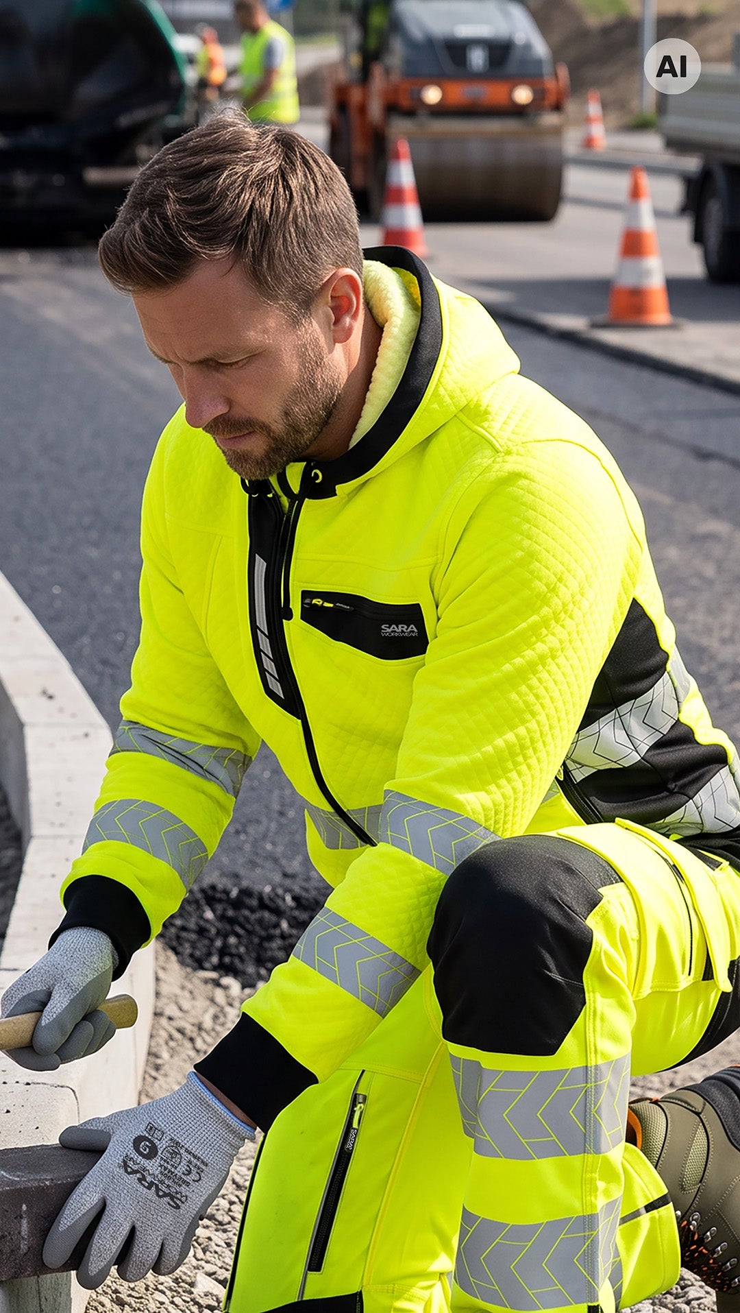 Суитчър с цип HI-VIS DROGOWIEC COMFORT YELLOW