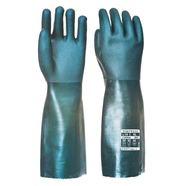 Ръкавици, A845 GNR, от PORTWEST, двойно потопени в PVC, 45 cм. | Работни ръкавици
