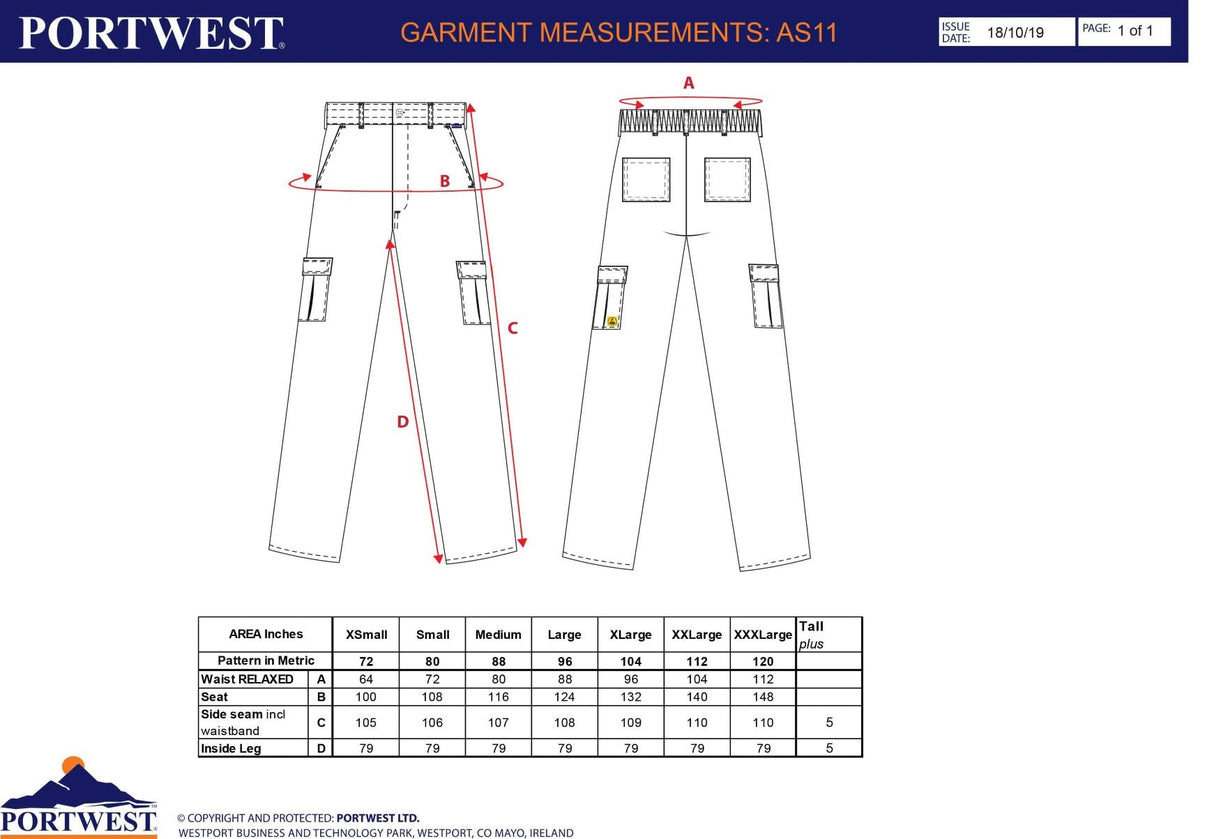 Унисекс панталон, AS11 NAR ESD, от PORTWEST| РАБОТНИ ОБЛЕКЛА от Mtex Professional