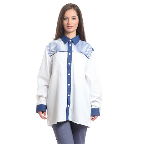 Дамска риза 91501 NAVY/GREY STRIPES, дълъг ръкав, от WEITBLICK | РАБОТНИ ОБЛЕКЛА от Mtex Professional