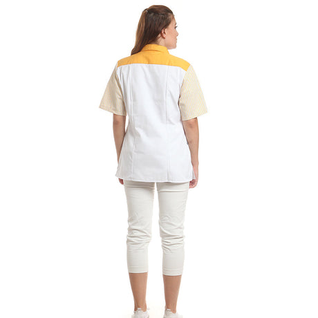 Дамска риза 48402 WHITE/YELLOW STRIPES, от WEITBLICK, къс ръкав | РАБОТНИ ОБЛЕКЛА от Mtex Professional
